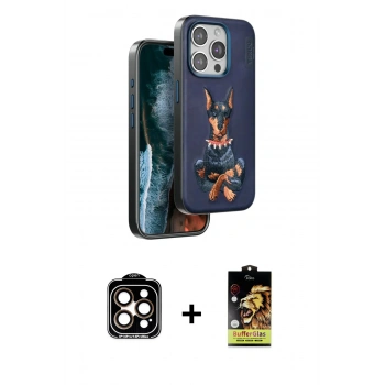 MARSİLYAN™- iPhone 15 Pro Max Kılıf Nova Form Koleksiyonu - Siyah Buffer Cam Ekran Koruyucu + PVD Metal Kamera Lens - TU