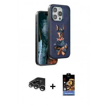 MARSİLYAN™- iPhone 15 Pro Max Kılıf Nova Form Koleksiyonu - Siyah Buffer Hayalet Cam Ekran Koruyucu + Raze Metal Kamera Lens - GS