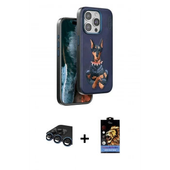 MARSİLYAN™- iPhone 15 Pro Max Kılıf Nova Form Koleksiyonu - Siyah Buffer Hayalet Cam Ekran Koruyucu + Raze Metal Kamera Lens - LT