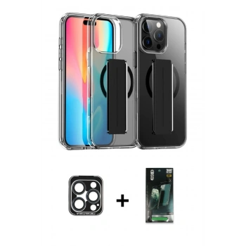 MARSİLYAN™- iPhone 15 Pro Max Kılıf Nova Işık Koleksiyonu - Şeffaf 360 Full Body Arka Koruyucu + PVD Metal Kamera Lens - LT
