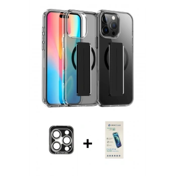 MARSİLYAN™- iPhone 15 Pro Max Kılıf Nova Işık Koleksiyonu - Şeffaf Pasifik Cam Ekran Koruyucu + PVD Metal Kamera Lens - GS