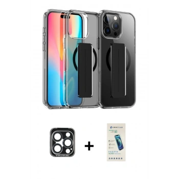 MARSİLYAN™- iPhone 15 Pro Max Kılıf Nova Işık Koleksiyonu - Şeffaf Pasifik Cam Ekran Koruyucu + PVD Metal Kamera Lens - LT