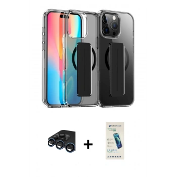 MARSİLYAN™- iPhone 15 Pro Max Kılıf Nova Işık Koleksiyonu - Şeffaf Pasifik Cam Ekran Koruyucu + Raze Metal Kamera Lens - LT