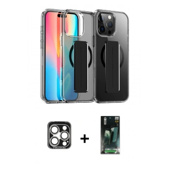 MARSİLYAN™- iPhone 15 Pro Max Kılıf Nova Işık Koleksiyonu - Siyah 360 Mat Full Body Arka Koruyucu + PVD Metal Kamera Lens - GS