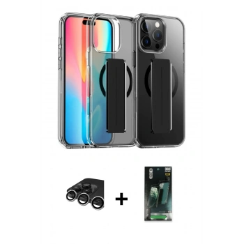 MARSİLYAN™- iPhone 15 Pro Max Kılıf Nova Işık Koleksiyonu - Siyah 360 Mat Full Body Arka Koruyucu + Raze Metal Kamera Lens - GS