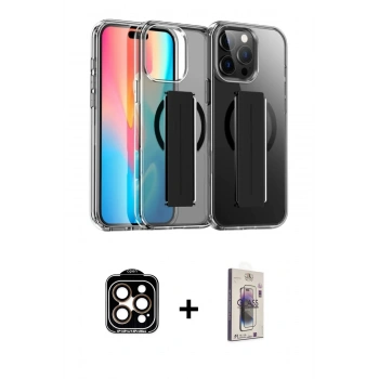 MARSİLYAN™- iPhone 15 Pro Max Kılıf Nova Işık Koleksiyonu - Siyah Bilvis 3D Cam Ekran Koruyucu + PVD Metal Kamera Lens - TU