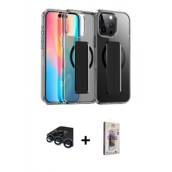 MARSİLYAN™- iPhone 15 Pro Max Kılıf Nova Işık Koleksiyonu - Siyah Bilvis 3D Cam Ekran Koruyucu + Raze Metal Kamera Lens - LT