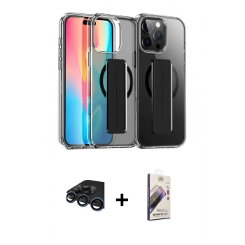 MARSİLYAN™- iPhone 15 Pro Max Kılıf Nova Işık Koleksiyonu - Siyah Bilvis 3D Mat Cam Ekran Koruyucu + Raze Metal Kamera Lens - LT
