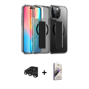 MARSİLYAN™- iPhone 15 Pro Max Kılıf Nova Işık Koleksiyonu - Siyah Bilvis 3D Mat Cam Ekran Koruyucu + Raze Metal Kamera Lens - TMGI