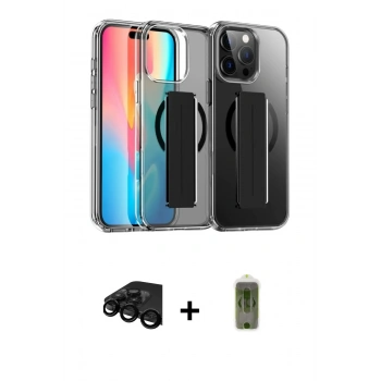 MARSİLYAN™- iPhone 15 Pro Max Kılıf Nova Işık Koleksiyonu - Siyah Joko Magic 5D Hayalet Cam + Raze Metal Kamera Lens - SH