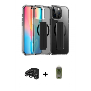 MARSİLYAN™- iPhone 15 Pro Max Kılıf Nova Işık Koleksiyonu - Siyah Joko Magic 5D Hayalet Cam + Raze Metal Kamera Lens - TMGI