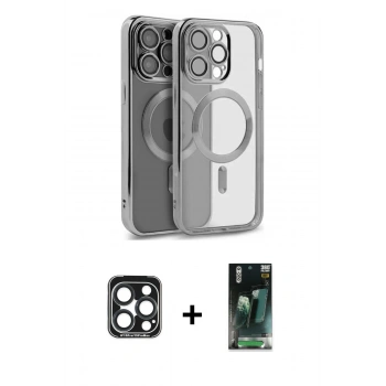 MARSİLYAN™- iPhone 15 Pro Max Kılıf Nova Işık Özel Seri - Siyah 360 Mat Full Body Arka Koruyucu + PVD Metal Kamera Lens - LT