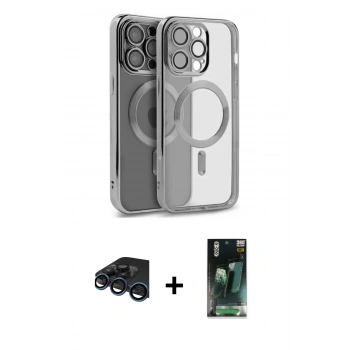 MARSİLYAN™- iPhone 15 Pro Max Kılıf Nova Işık Özel Seri - Siyah 360 Mat Full Body Arka Koruyucu + Raze Metal Kamera Lens - LT