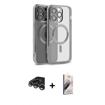 MARSİLYAN™- iPhone 15 Pro Max Kılıf Nova Işık Özel Seri - Siyah Bilvis 3D Mat Cam Ekran Koruyucu + Raze Metal Kamera Lens - GS