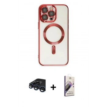 MARSİLYAN™- iPhone 15 Pro Max Kılıf Nova Işık Özel Seri - Siyah Bilvis 3D Mat Cam Ekran Koruyucu + Raze Metal Kamera Lens - LT