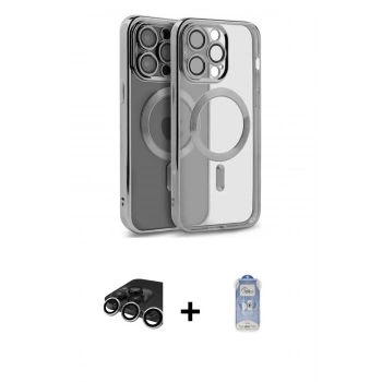 MARSİLYAN™- iPhone 15 Pro Max Kılıf Nova Işık Özel Seri - Siyah Joko Magic 5D Cam + Raze Metal Kamera Lens - GS