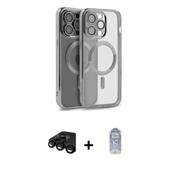 MARSİLYAN™- iPhone 15 Pro Max Kılıf Nova Işık Özel Seri - Siyah Joko Magic 5D Cam + Raze Metal Kamera Lens - SH