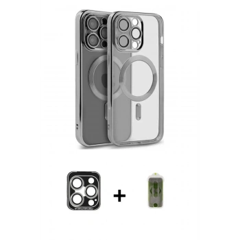 MARSİLYAN™- iPhone 15 Pro Max Kılıf Nova Işık Özel Seri - Siyah Joko Magic 5D Hayalet Cam + PVD Metal Kamera Lens - GS