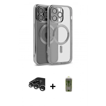 MARSİLYAN™- iPhone 15 Pro Max Kılıf Nova Işık Özel Seri - Siyah Joko Magic 5D Hayalet Cam + Raze Metal Kamera Lens - GS