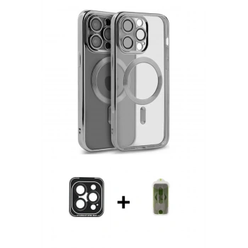 MARSİLYAN™- iPhone 15 Pro Max Kılıf Nova Işık Özel Seri - Siyah Joko Magic 5D Hayalet Cam + PVD Metal Kamera Lens - SH