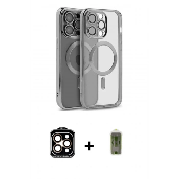 MARSİLYAN™- iPhone 15 Pro Max Kılıf Nova Işık Özel Seri - Siyah Joko Magic 5D Hayalet Cam + PVD Metal Kamera Lens - TU