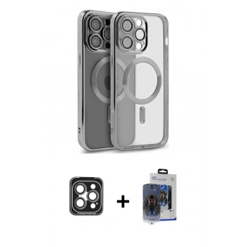 MARSİLYAN™- iPhone 15 Pro Max Kılıf Nova Işık Özel Seri - Siyah Vanessa Magic Cam + PVD Metal Kamera Lens - GI