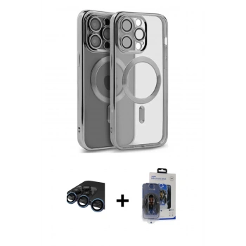 MARSİLYAN™- iPhone 15 Pro Max Kılıf Nova Işık Özel Seri - Siyah Vanessa Magic Cam + Raze Metal Kamera Lens - LT