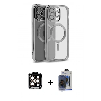 MARSİLYAN™- iPhone 15 Pro Max Kılıf Nova Işık Özel Seri - Siyah Vanessa Magic Cam + PVD Metal Kamera Lens - TU