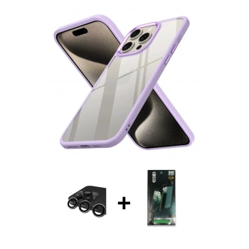 MARSİLYAN™- iPhone 15 Pro Max Kılıf Nova Işık Serisi - Siyah 360 Mat Full Body Arka Koruyucu + Raze Metal Kamera Lens - TMGI