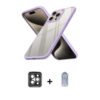 MARSİLYAN™- iPhone 15 Pro Max Kılıf Nova Işık Serisi - Siyah Joko Magic 5D Cam + PVD Metal Kamera Lens - GI