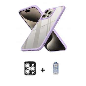 MARSİLYAN™- iPhone 15 Pro Max Kılıf Nova Işık Serisi - Siyah Joko Magic 5D Cam + PVD Metal Kamera Lens - GS