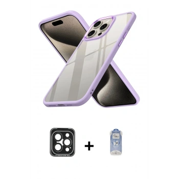 MARSİLYAN™- iPhone 15 Pro Max Kılıf Nova Işık Serisi - Siyah Joko Magic 5D Cam + PVD Metal Kamera Lens - SH