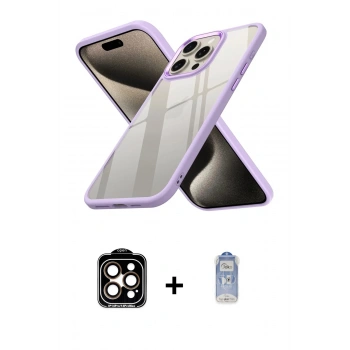 MARSİLYAN™- iPhone 15 Pro Max Kılıf Nova Işık Serisi - Siyah Joko Magic 5D Cam + PVD Metal Kamera Lens - TU