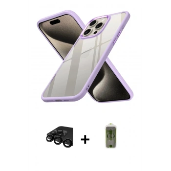 MARSİLYAN™- iPhone 15 Pro Max Kılıf Nova Işık Serisi - Siyah Joko Magic 5D Hayalet Cam + Raze Metal Kamera Lens - SH