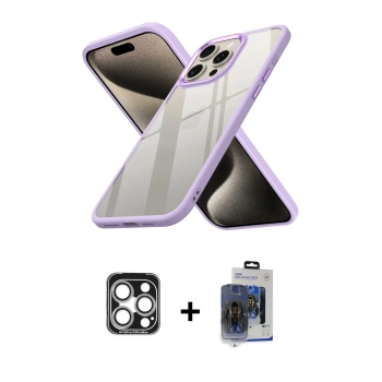 MARSİLYAN™- iPhone 15 Pro Max Kılıf Nova Işık Serisi - Siyah Vanessa Magic Cam + PVD Metal Kamera Lens - GS