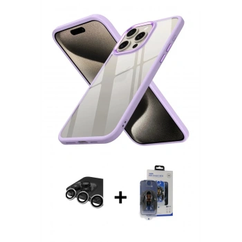 MARSİLYAN™- iPhone 15 Pro Max Kılıf Nova Işık Serisi - Siyah Vanessa Magic Cam + Raze Metal Kamera Lens - GS