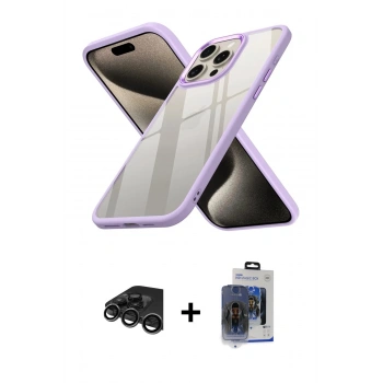 MARSİLYAN™- iPhone 15 Pro Max Kılıf Nova Işık Serisi - Siyah Vanessa Magic Cam + Raze Metal Kamera Lens - TMGI