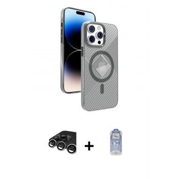 MARSİLYAN™- iPhone 15 Pro Max Kılıf Nova Modern Prime - Siyah Joko Magic 5D Cam + Raze Metal Kamera Lens - GS