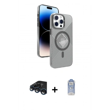 MARSİLYAN™- iPhone 15 Pro Max Kılıf Nova Modern Prime - Siyah Joko Magic 5D Cam + Raze Metal Kamera Lens - LT