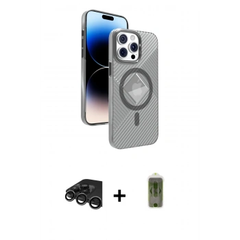 MARSİLYAN™- iPhone 15 Pro Max Kılıf Nova Modern Prime - Siyah Joko Magic 5D Hayalet Cam + Raze Metal Kamera Lens - TMGI