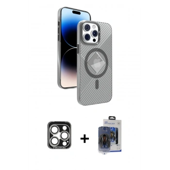 MARSİLYAN™- iPhone 15 Pro Max Kılıf Nova Modern Prime - Siyah Vanessa Magic Cam + PVD Metal Kamera Lens - GS