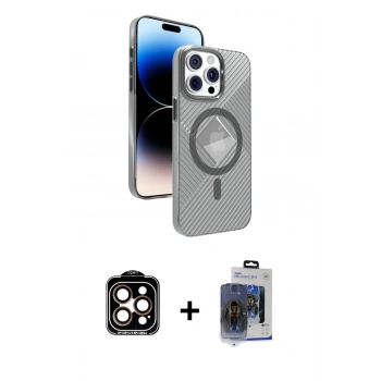 MARSİLYAN™- iPhone 15 Pro Max Kılıf Nova Modern Prime - Siyah Vanessa Magic Cam + PVD Metal Kamera Lens - TU