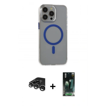 MARSİLYAN™- iPhone 15 Pro Max Kılıf Odak Form Özel Seri - Şeffaf 360 Full Body Arka Koruyucu + Raze Metal Kamera Lens - GS