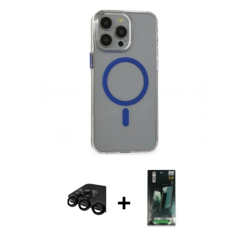 MARSİLYAN™- iPhone 15 Pro Max Kılıf Odak Form Özel Seri - Şeffaf 360 Full Body Arka Koruyucu + Raze Metal Kamera Lens - SH