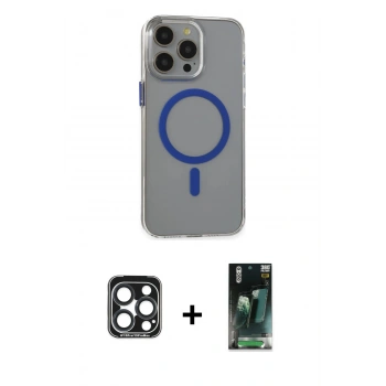MARSİLYAN™- iPhone 15 Pro Max Kılıf Odak Form Özel Seri - Siyah 360 Mat Full Body Arka Koruyucu + PVD Metal Kamera Lens - LT