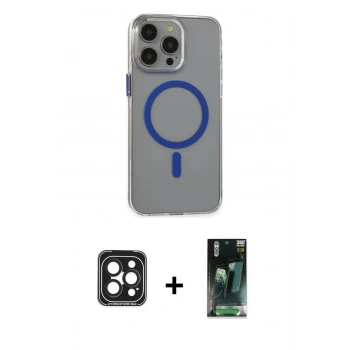 MARSİLYAN™- iPhone 15 Pro Max Kılıf Odak Form Özel Seri - Siyah 360 Mat Full Body Arka Koruyucu + PVD Metal Kamera Lens - SH