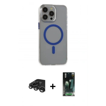MARSİLYAN™- iPhone 15 Pro Max Kılıf Odak Form Özel Seri - Siyah 360 Mat Full Body Arka Koruyucu + Raze Metal Kamera Lens - TMGI