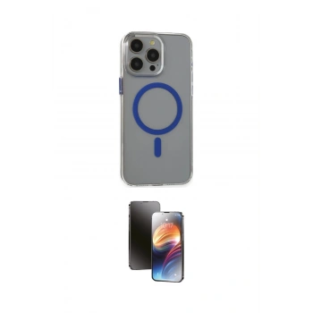 MARSİLYAN™- iPhone 15 Pro Max Kılıf Odak Form Özel Seri - Siyah 3D Antistatik Mat Seramik Nano Ekran Koruyucu