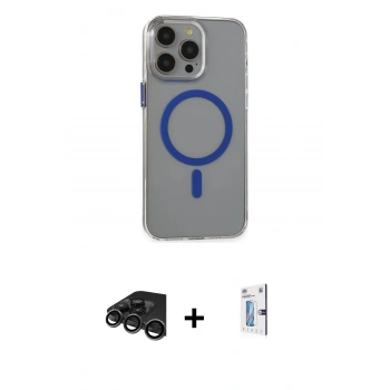 MARSİLYAN™- iPhone 15 Pro Max Kılıf Odak Form Özel Seri - Siyah Bilvis 0.18mm Plus Cam Ekran Koruyucu + Raze Metal Kamera Lens - TMGI