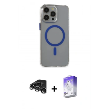 MARSİLYAN™- iPhone 15 Pro Max Kılıf Odak Form Özel Seri - Siyah Bilvis 5in1 3D Magic Cam Ekran Koruyucu + Raze Metal Kamera Lens - GS